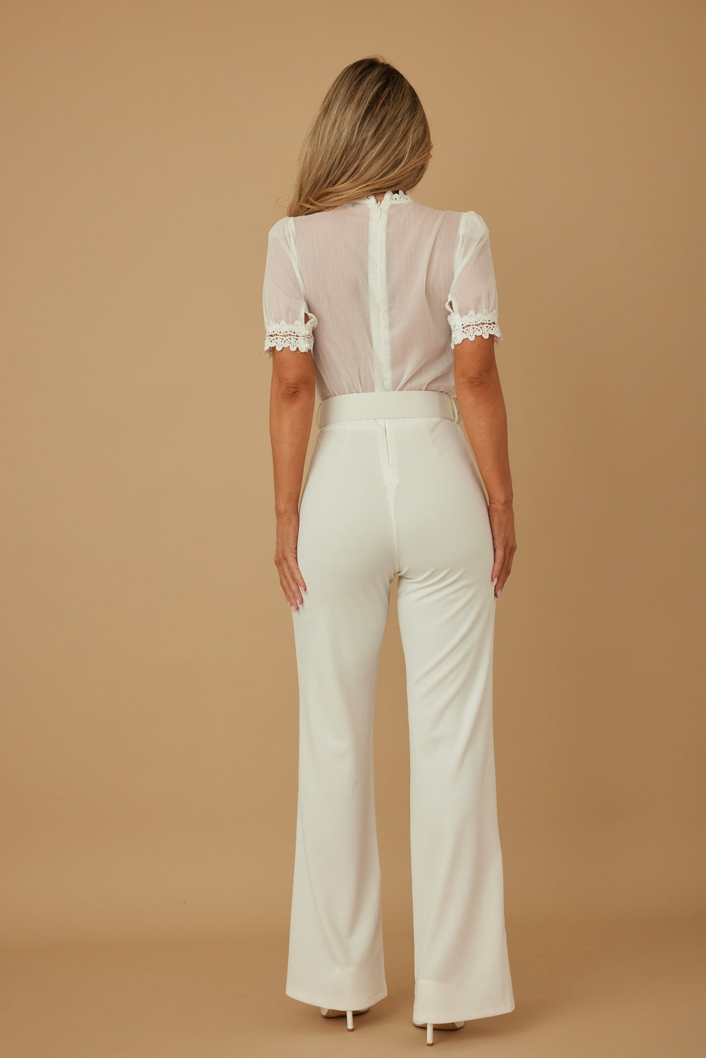 Floral Embroidered Lace Short Sleeve Jumpsuit