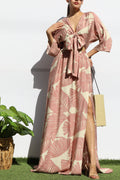 Long Floral Bow Dress