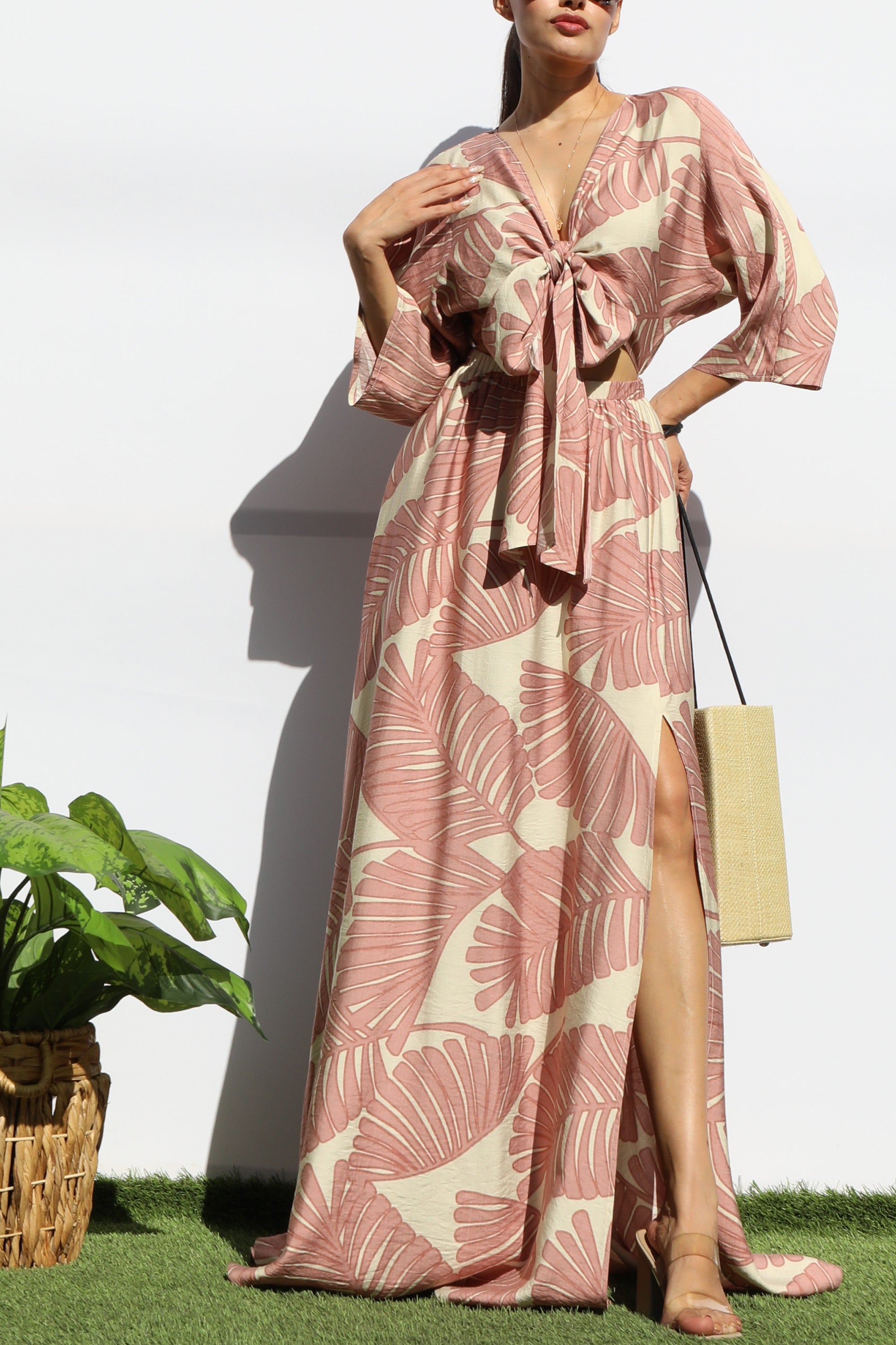 Long Floral Bow Dress