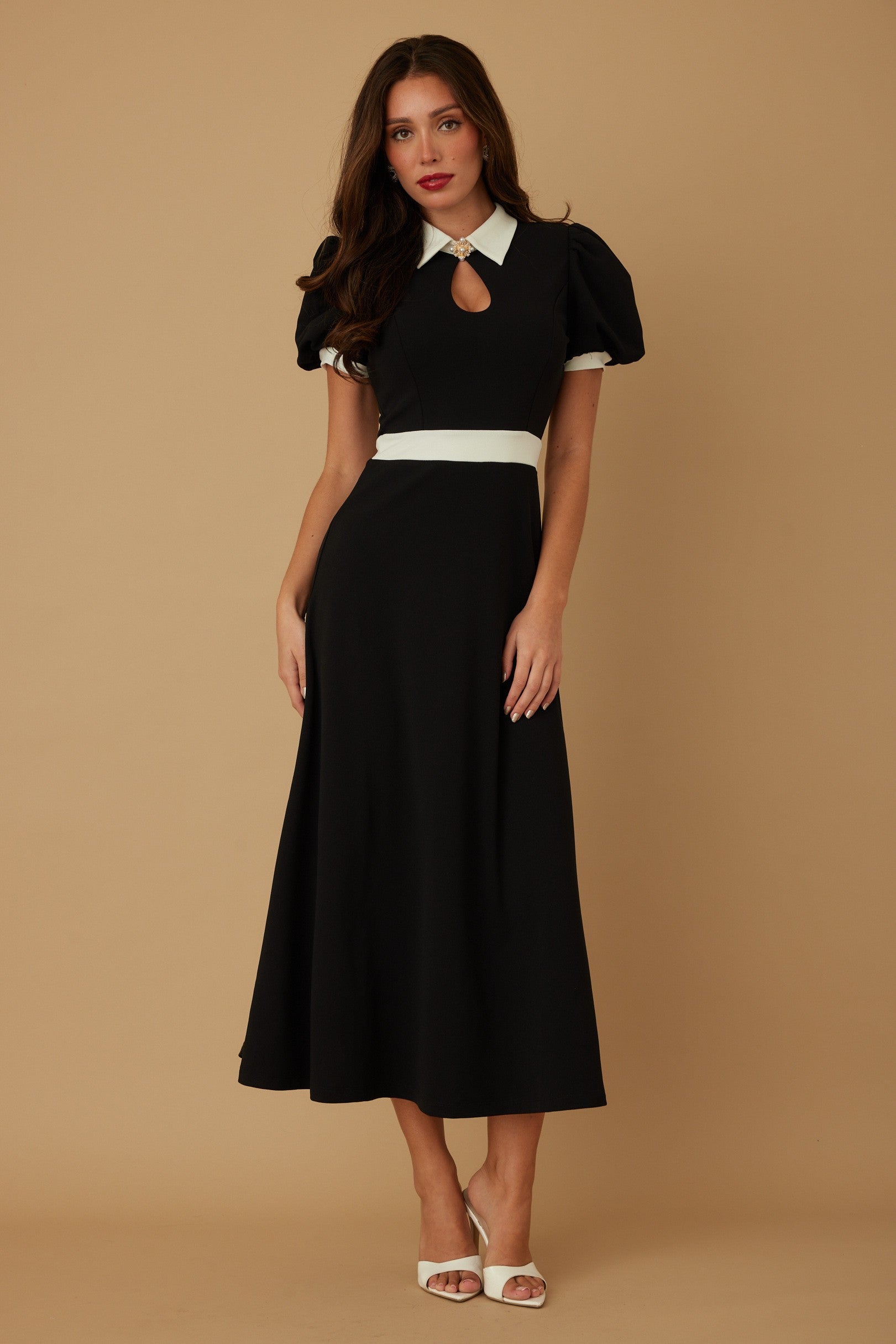 Elegant Pearl Stone Midi Maxi Dress