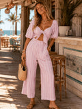 Women's Short-Sleeve Jumpsuit with Front Pockets