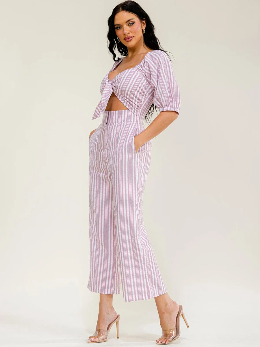 Women's Short-Sleeve Jumpsuit with Front Pockets